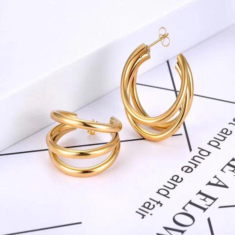Triple Arch 18K Earrings