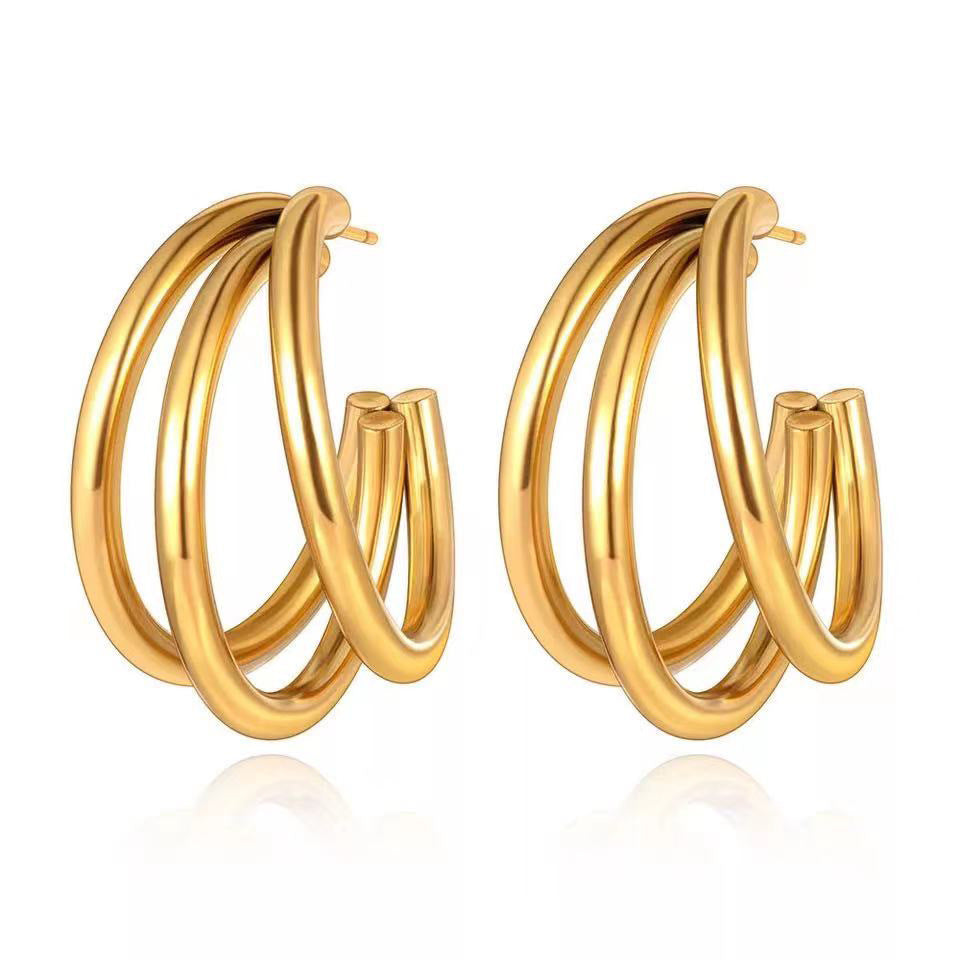 Triple Arch 18K Earrings