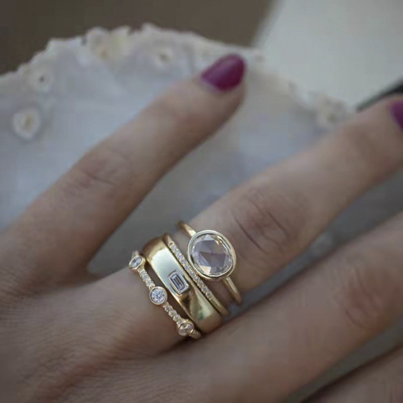 Gold and Zirconia Ring Combo