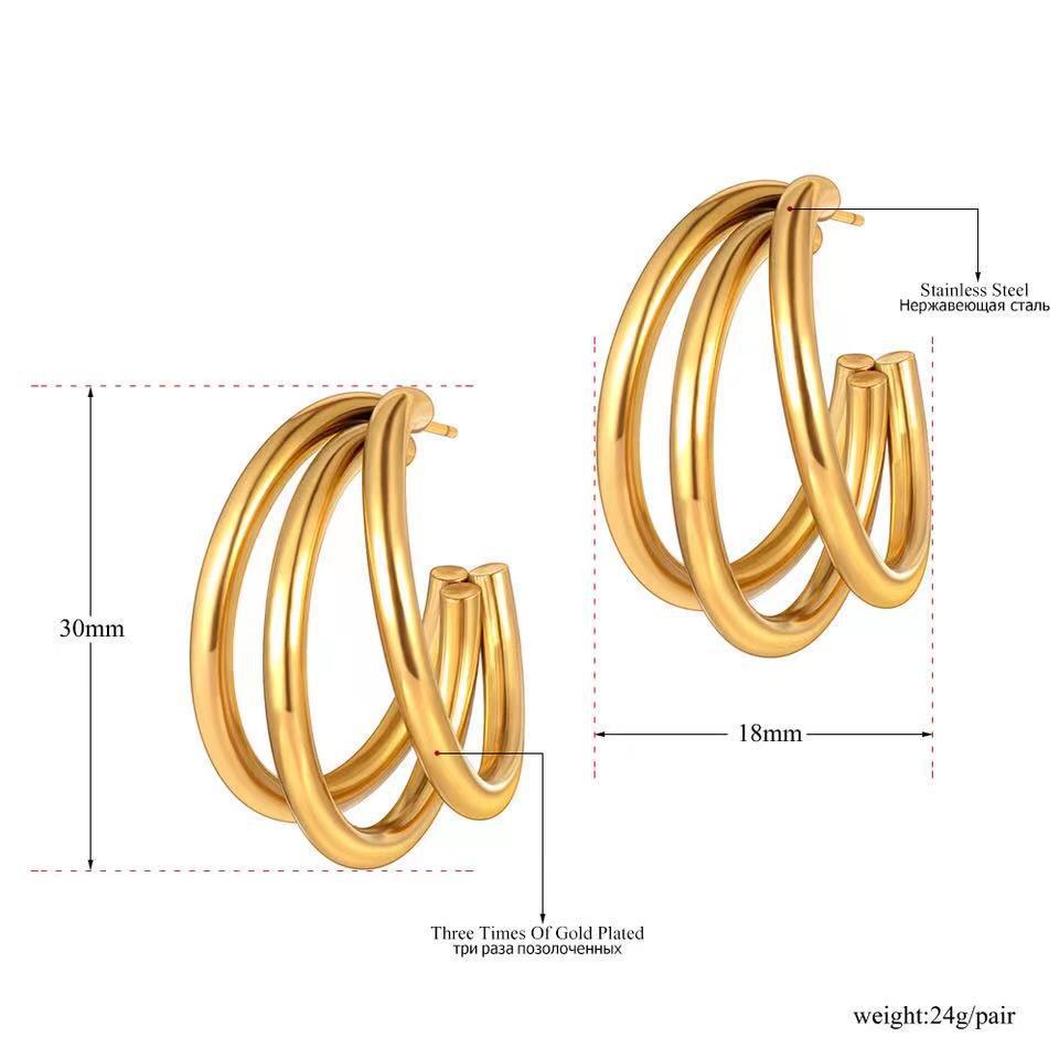 Triple Arch 18K Earrings