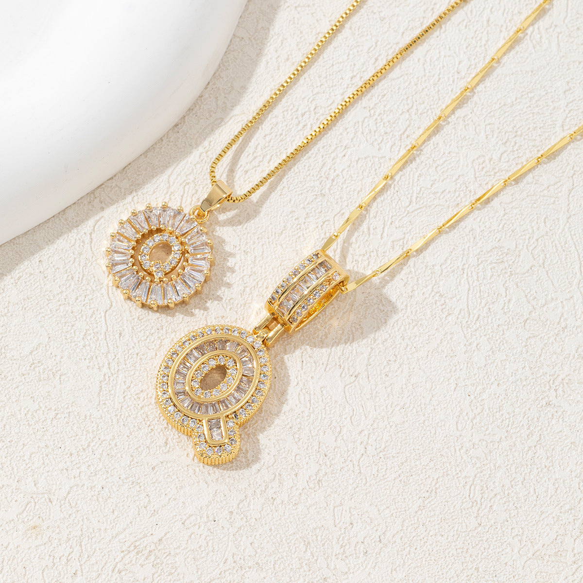 14K Two Piece Diamond Letter Inicials Necklace